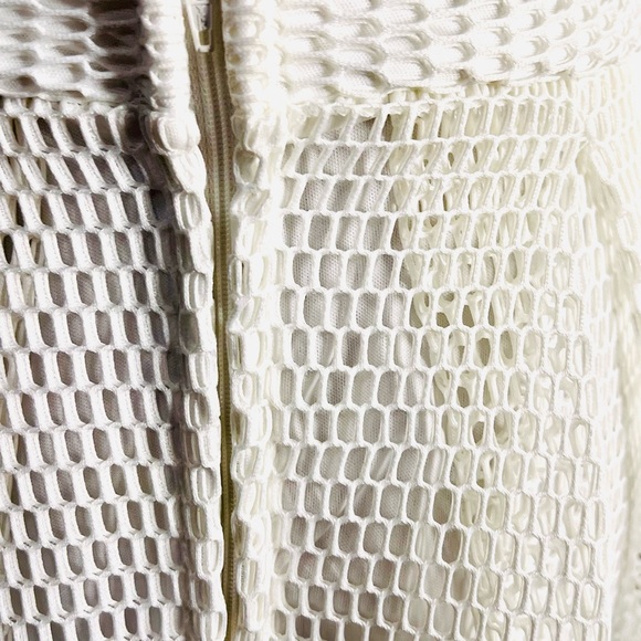 NWOT, White Fishnet Short Pleated Skirt by Charlotte Russe, Fully Lined, Size M - Picture 5 of 7